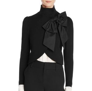 Alice + Olivia Addison Black Bow Crop Blazer XS
